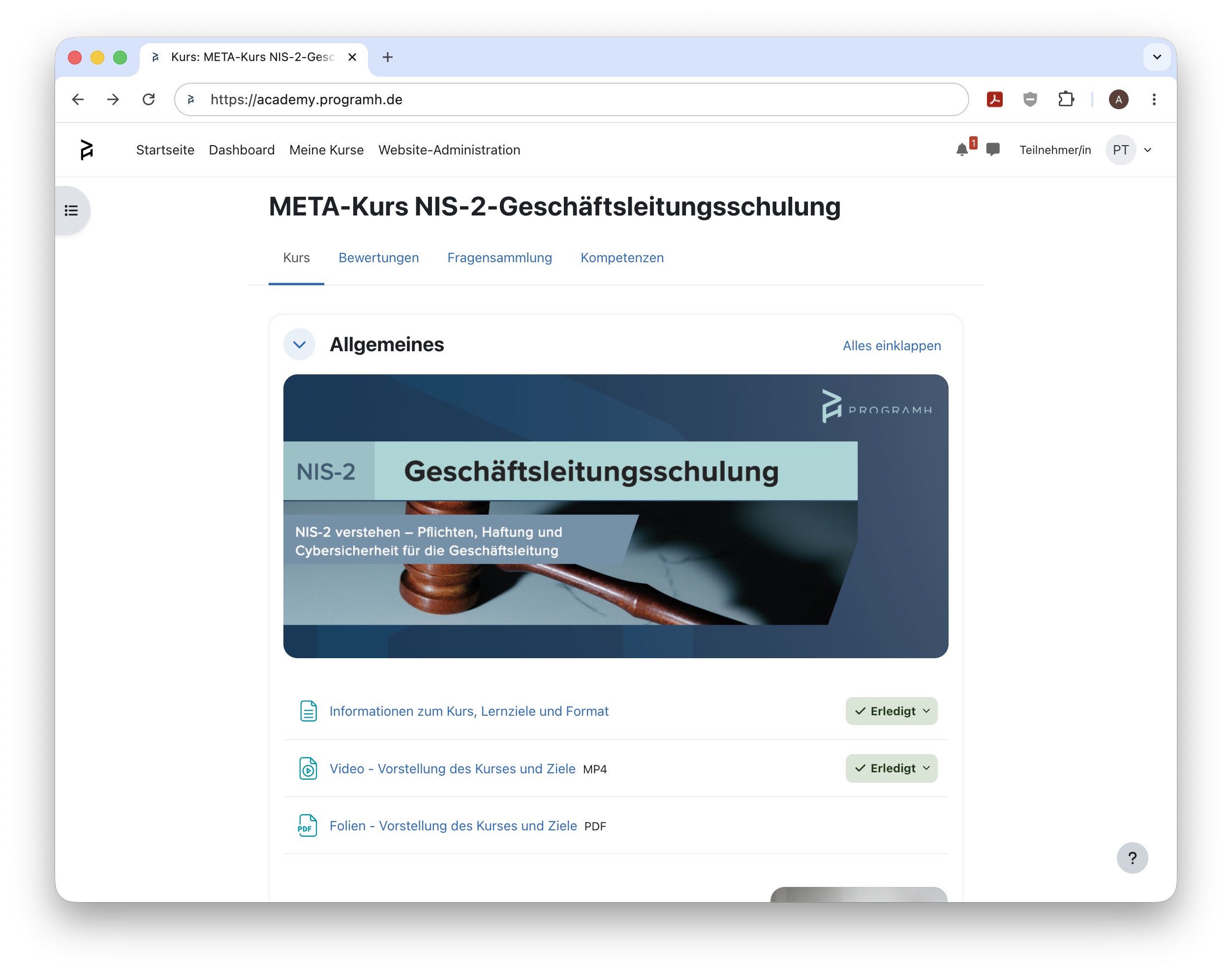 Kursinformation Online Academy - NIS-2-Geschäftsleitungsschulung
